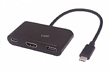 כבל מתאם תצוגה PROTEC TYPE-C TO HDMI+USB+TYPE-C DM117 כבל מתאם תצוגה PROTEC TYPE-C TO HDMI+USB+TYPE-C DM117