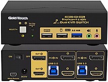 מתג KVM בעל יציאות HDMI ו-DP ל-2 מסכים עם כבל Gold Touch KVM-DPHD-2-2-8K מתג KVM בעל יציאות HDMI ו-DP ל-2 מסכים עם כבל Gold Touch KVM-DPHD-2-2-8K